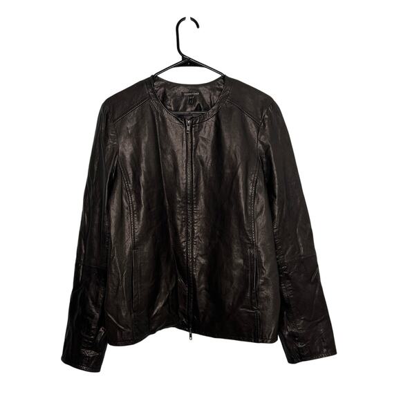 Eileen Fisher Black Leather Jacket - Large - Picture 1 of 6